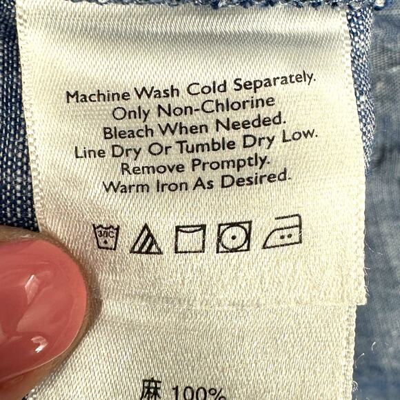 Eddie Bauer Blue 3/4 Sleeve Embroidery Trim Buttoned Placket Tunic‎ Size XL - Picture 4 of 6